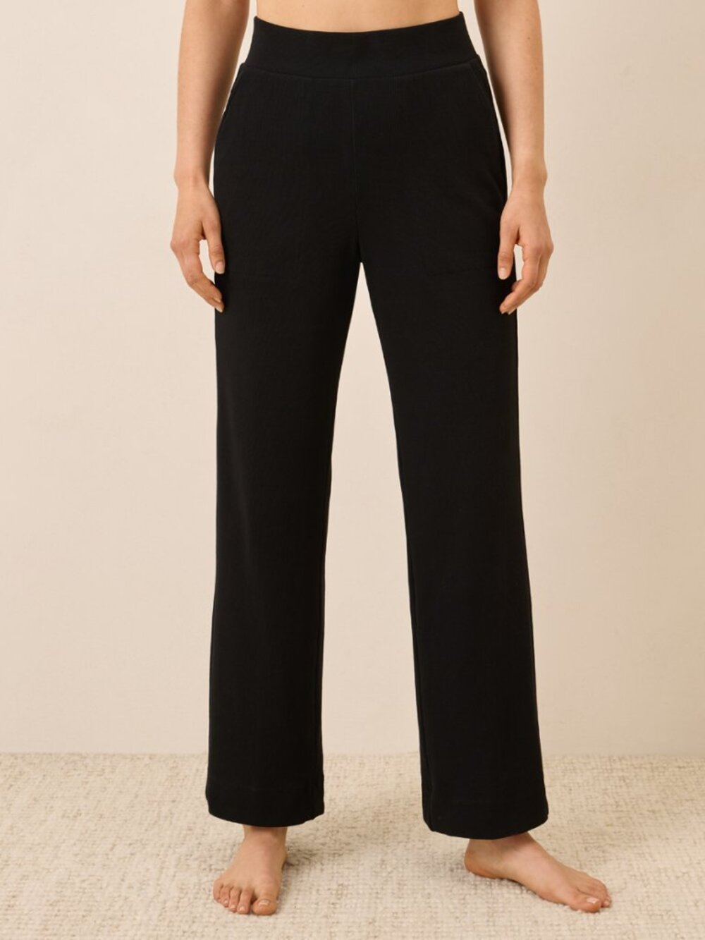 Pact Organic Easy Rib Wide Leg Lounge Pant in Black